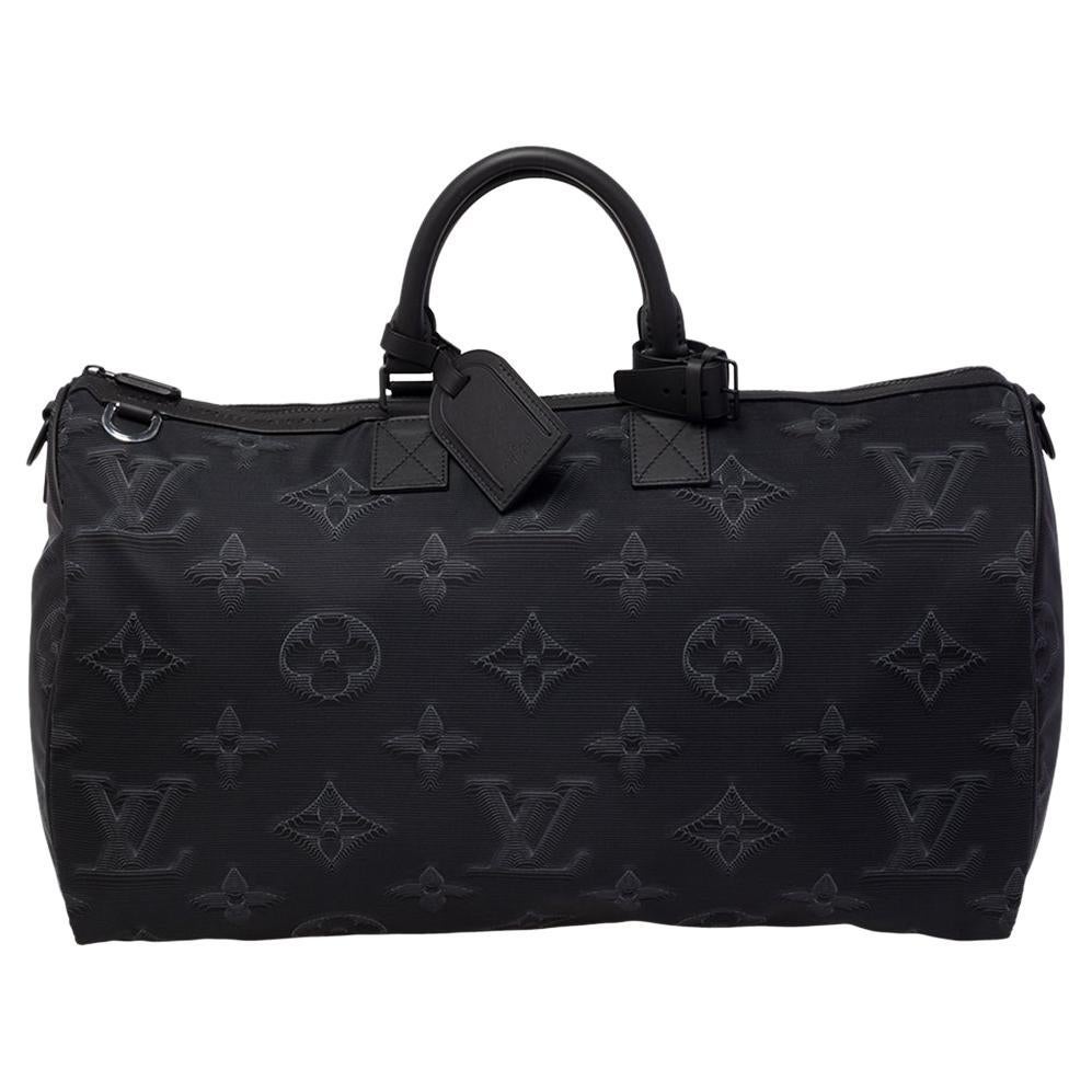 Louis Vuitton Black/Green 3D Nylon 2054 Reversible Keepall Bandouliere 50 Bag