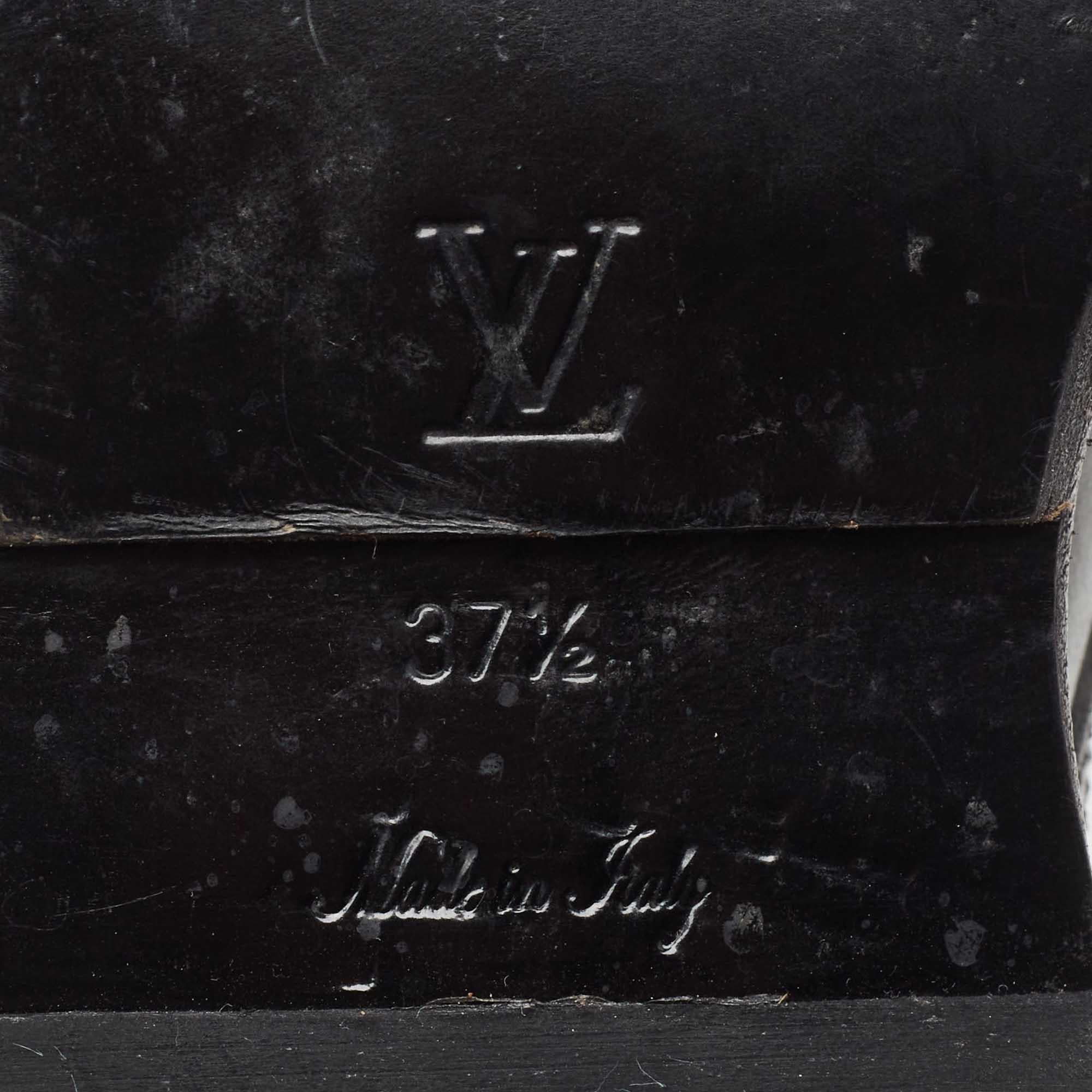 Louis Vuitton Black/Green Canvas and Leather Wonderland Flat Ranger Boots Size 3 3