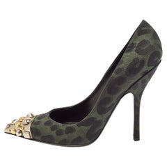 Louis Vuitton Black/Green Canvas Bernice Pumps Size 40