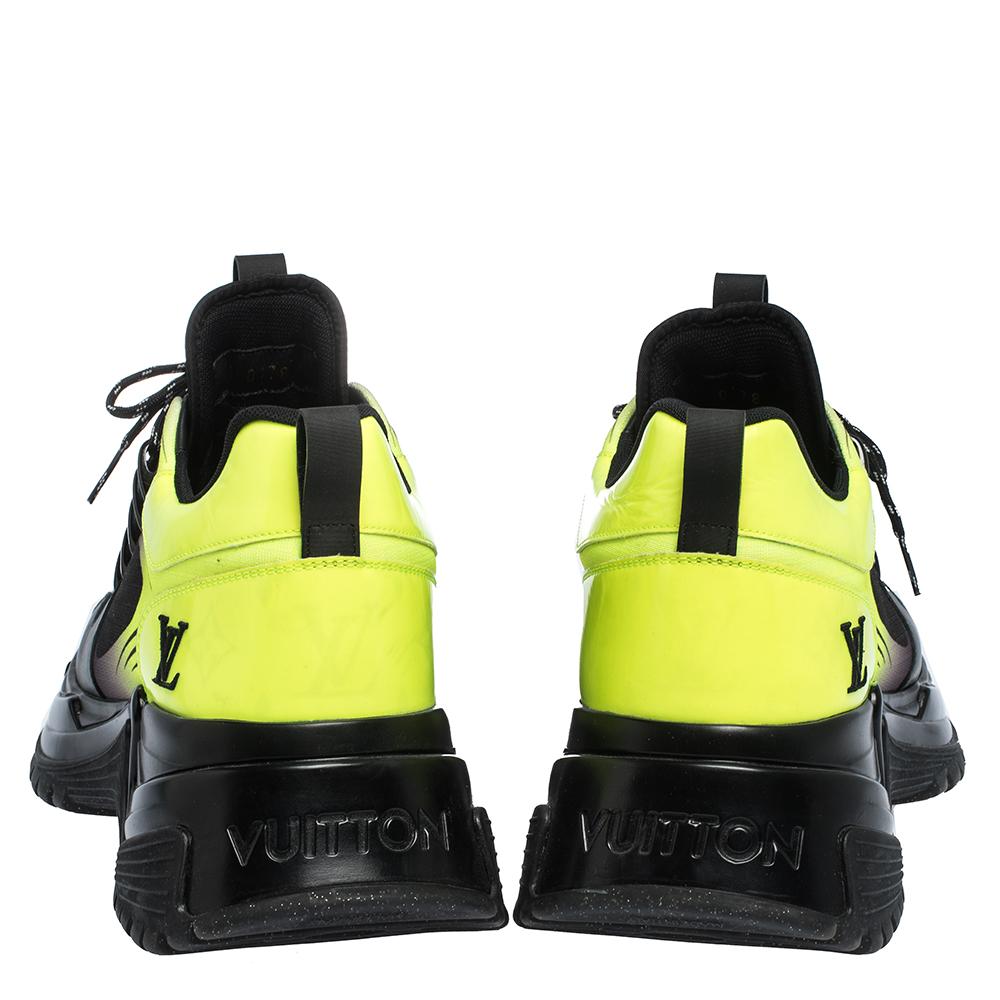Louis Vuitton Schwarz/Grün Leder und Mesh Run Away Pulse Sneakers Größe 41 Herren