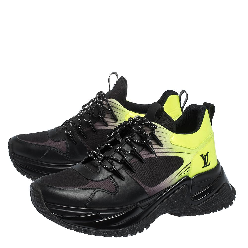 Louis Vuitton Schwarz/Grün Leder und Mesh Run Away Pulse Sneakers Größe 41 1