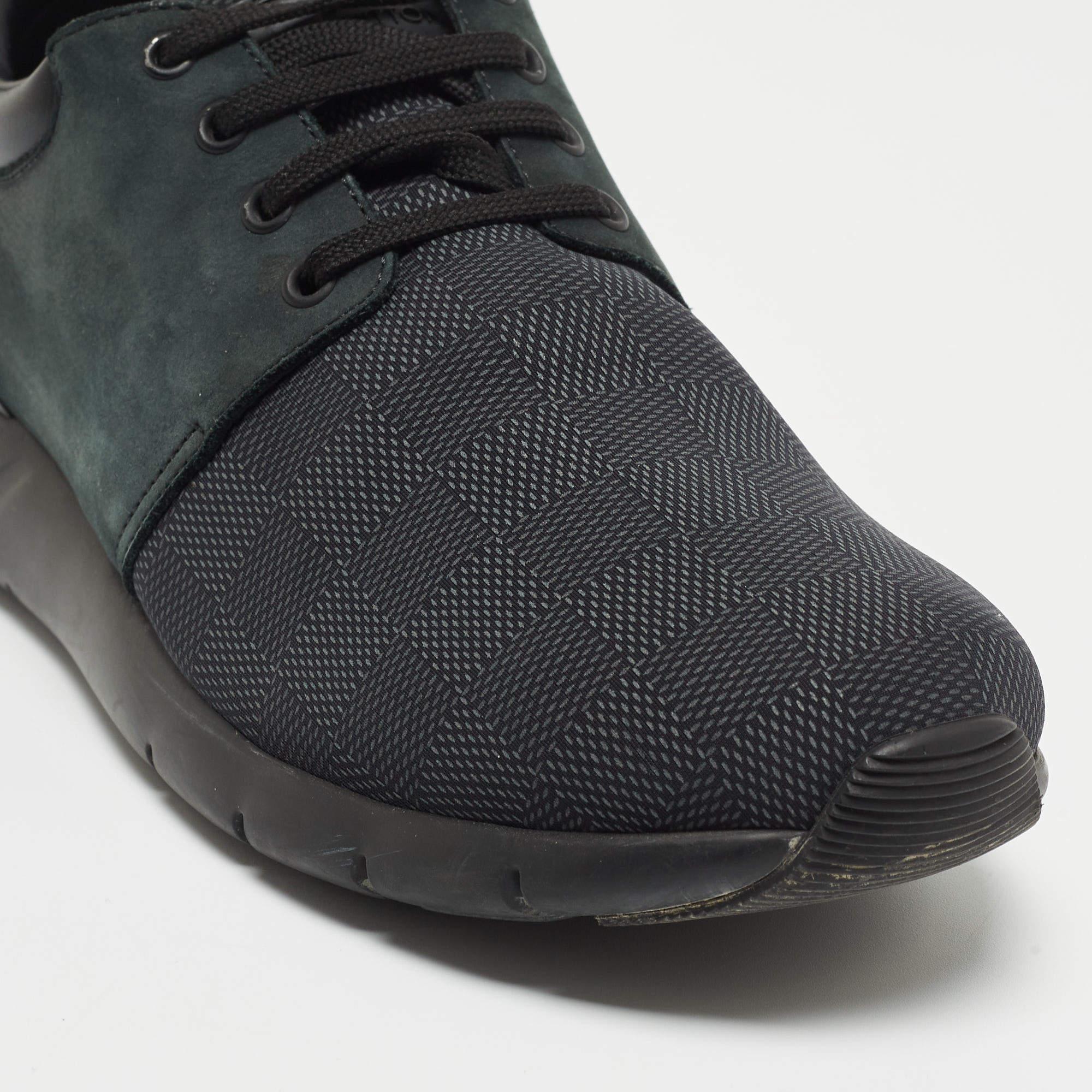 Louis Vuitton Black/Green Leather and Nylon Fastlane Sneakers Size 41 1