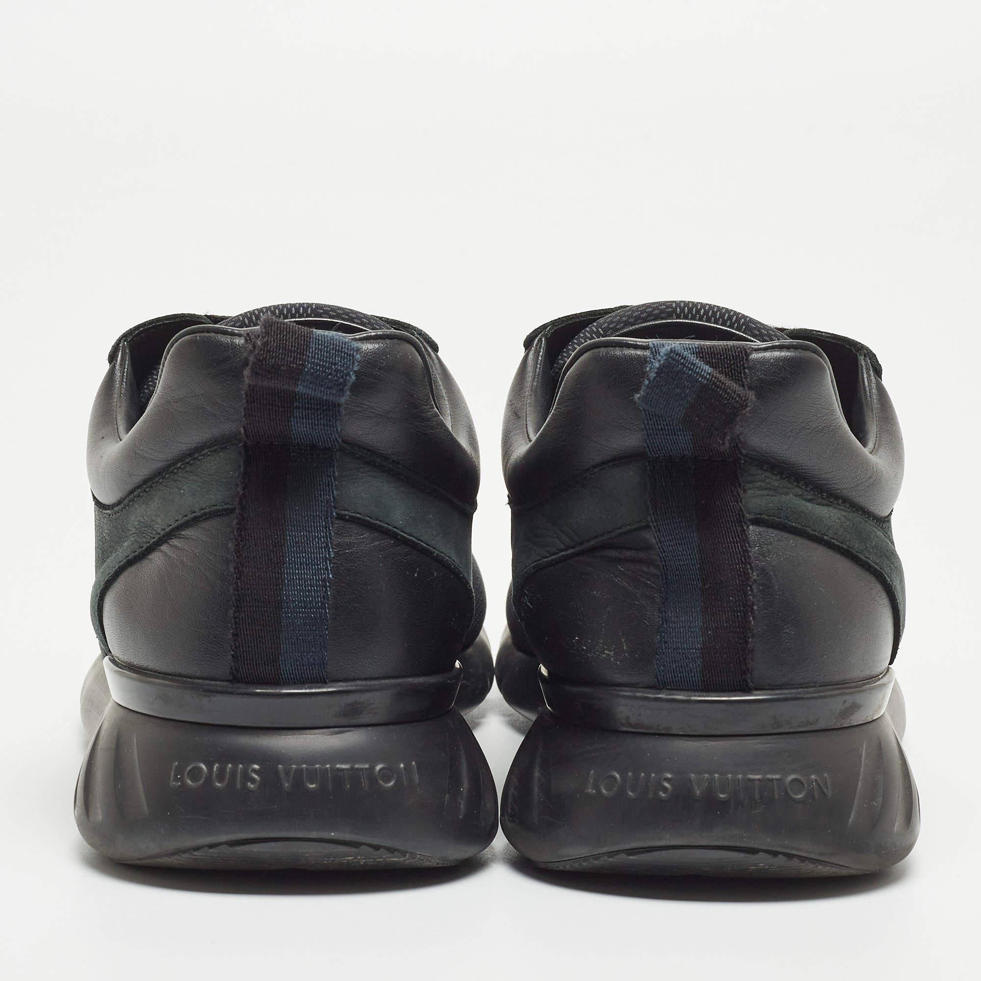 Louis Vuitton Black/Green Leather and Nylon Fastlane Sneakers Size 41 2