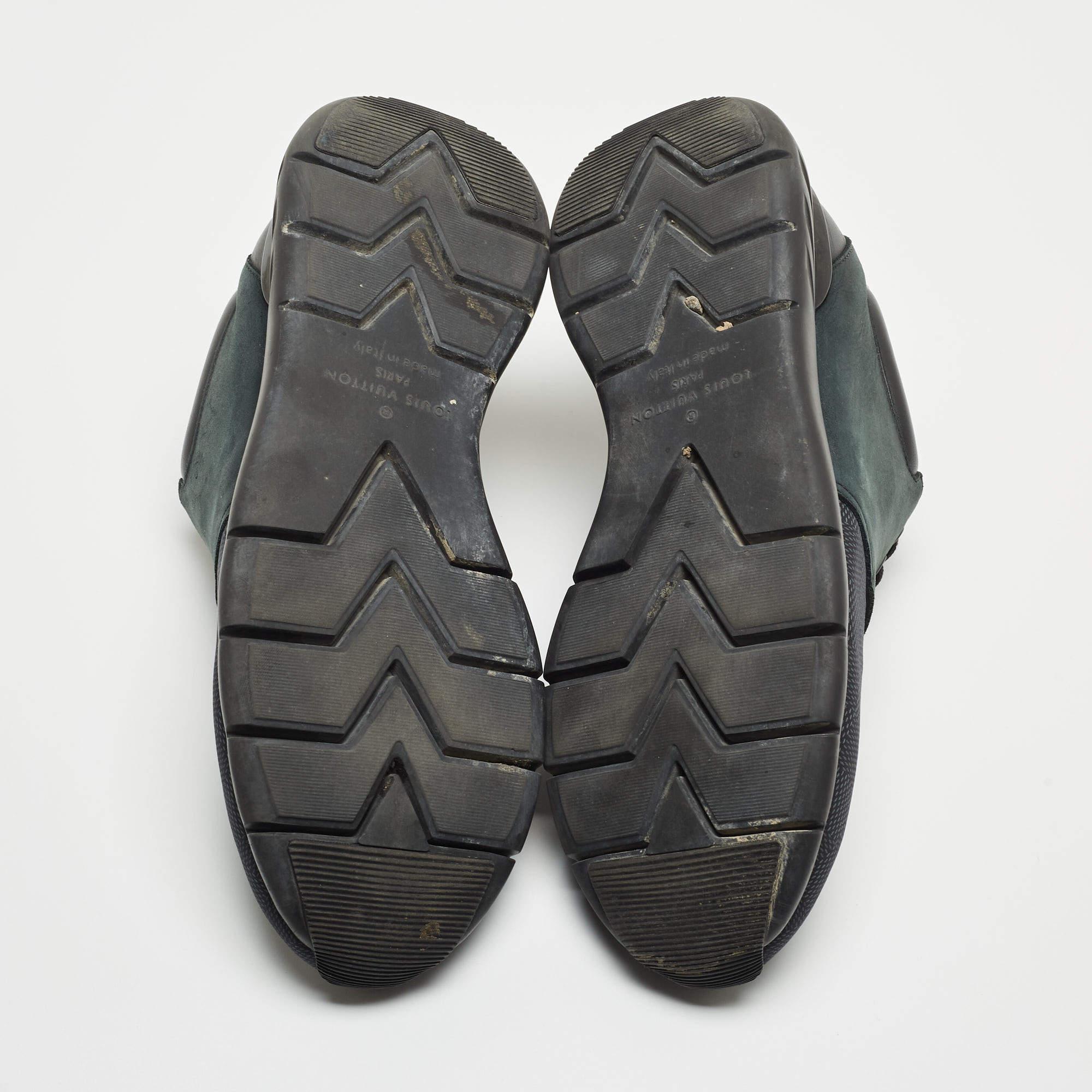 Louis Vuitton Black/Green Leather and Nylon Fastlane Sneakers Size 41 3