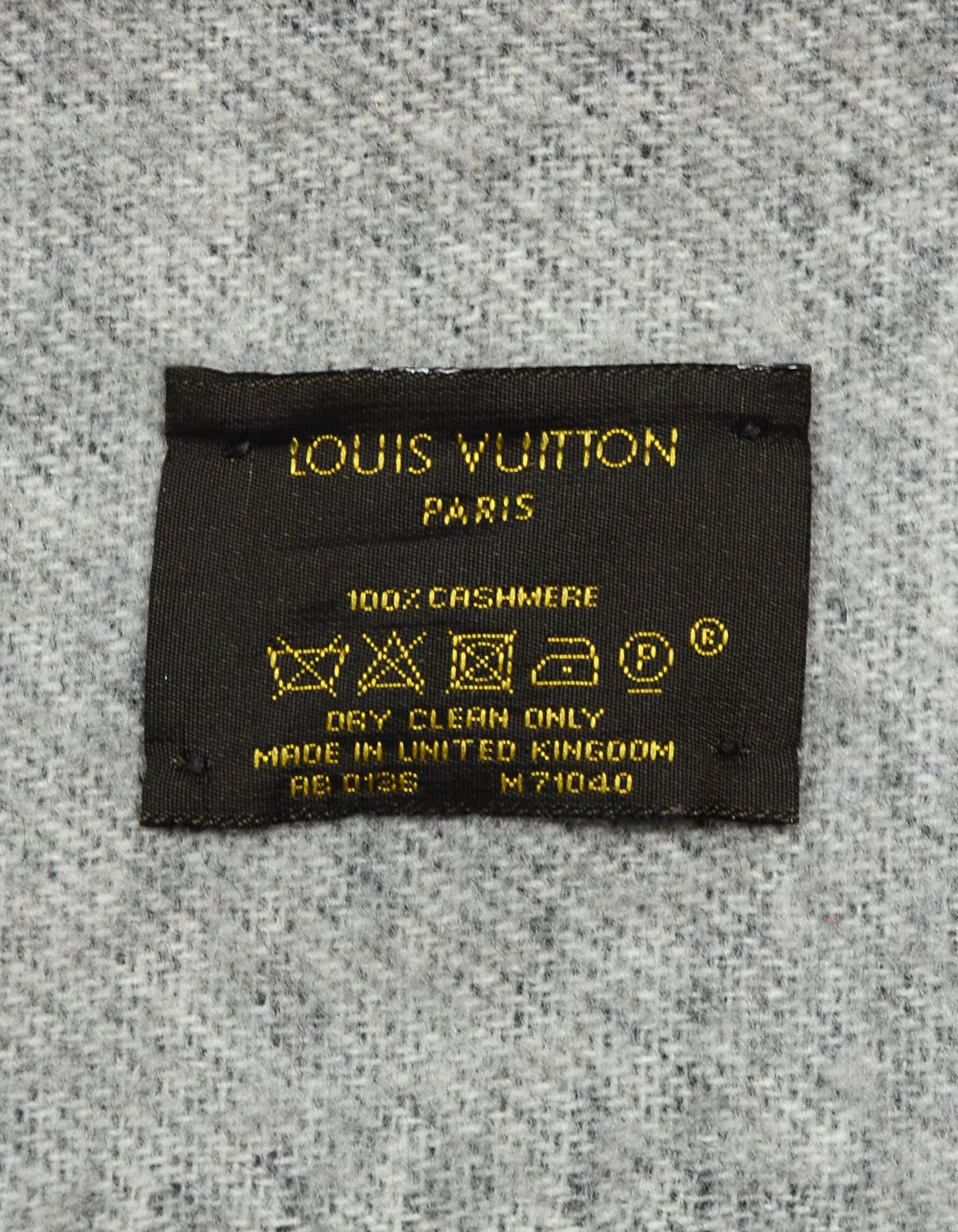 Louis Vuitton Black & Grey Cashmere Reykjavik Monogram Scarf 1