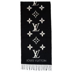 Louis Vuitton Black & Grey Cashmere Reykjavik Monogram Scarf