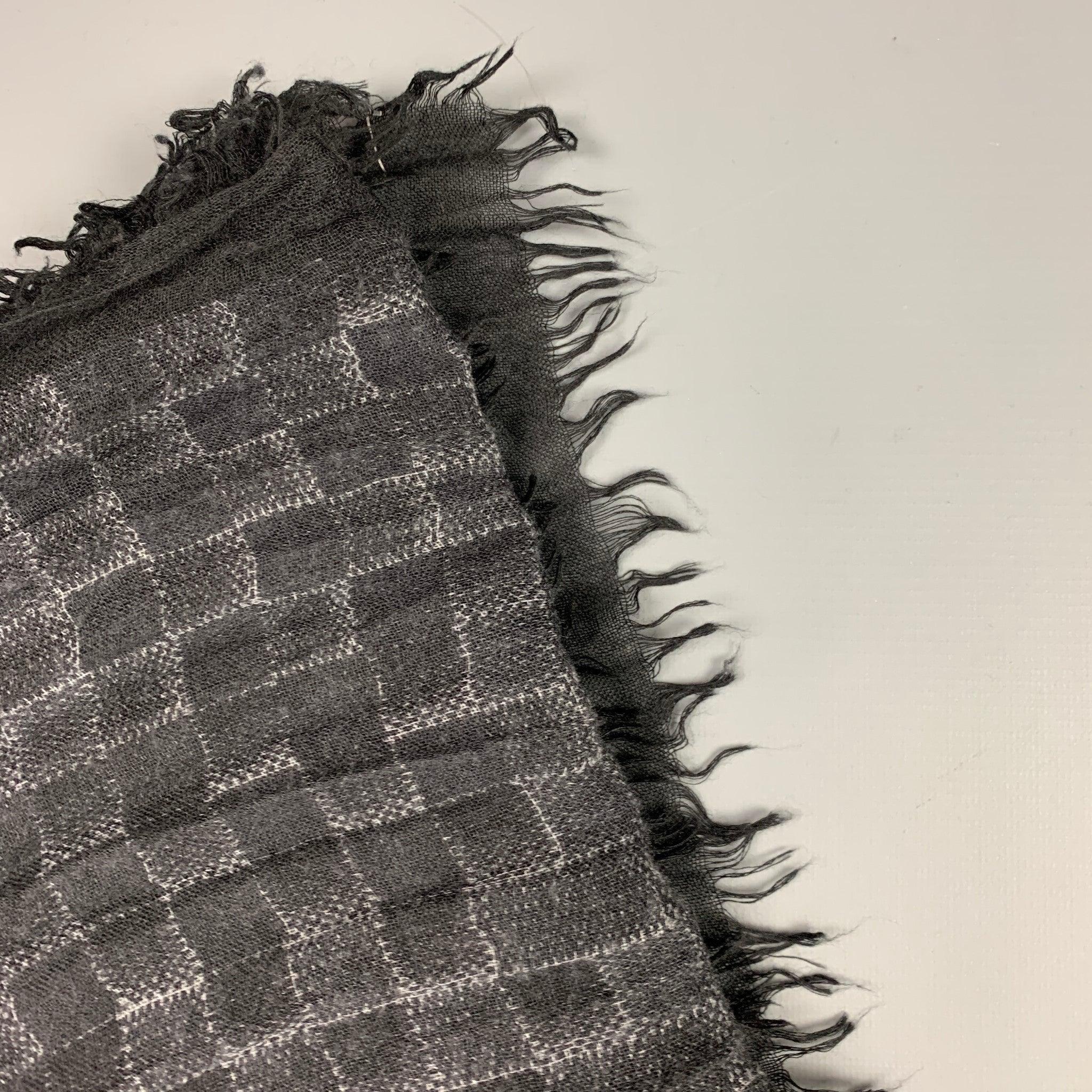 LOUIS VUITTON Black Grey Damier Cashmere Silk Scarf In Good Condition In San Francisco, CA