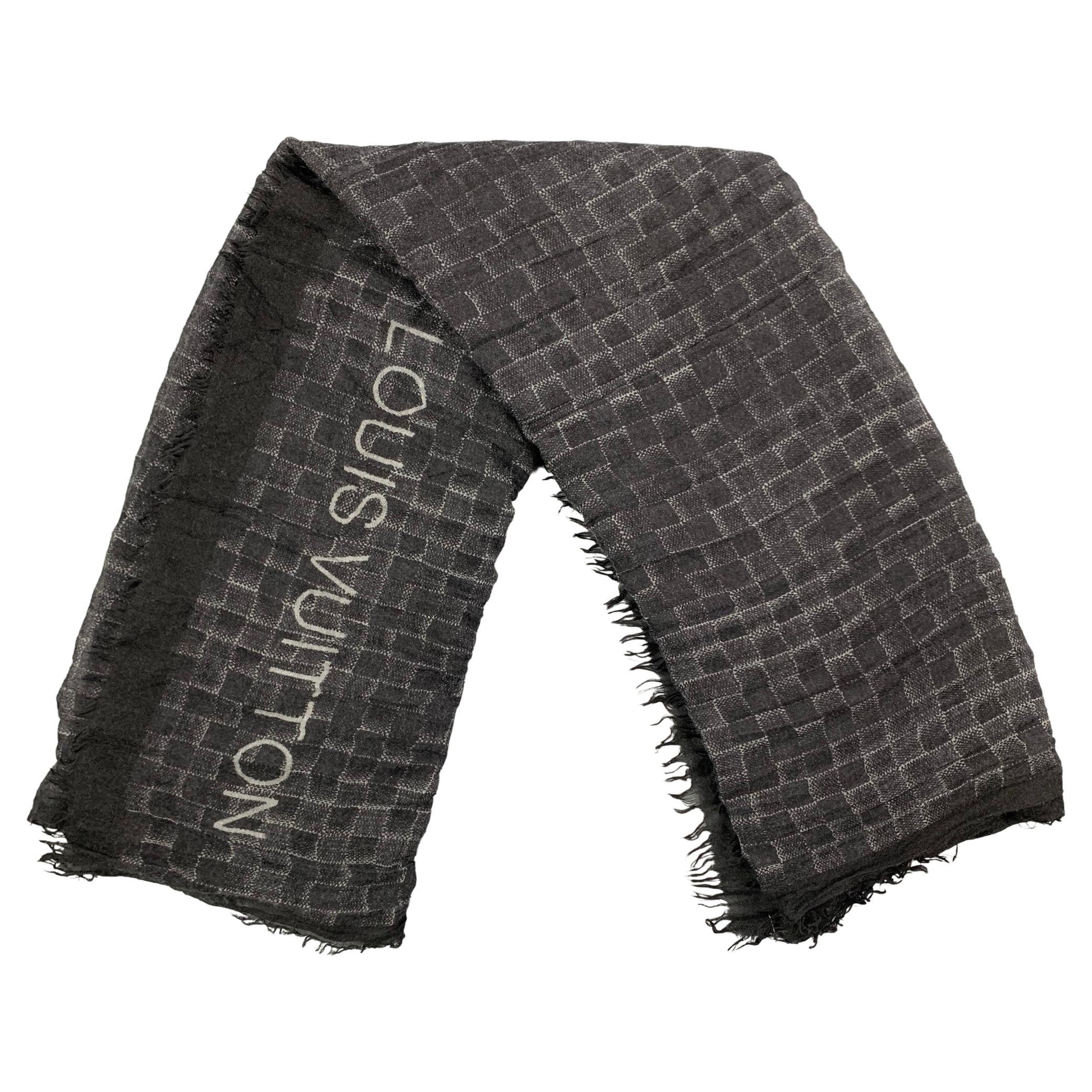 Louis Vuitton Black Knitted Damier 225006 Scarf/Wrap For Sale at 1stDibs