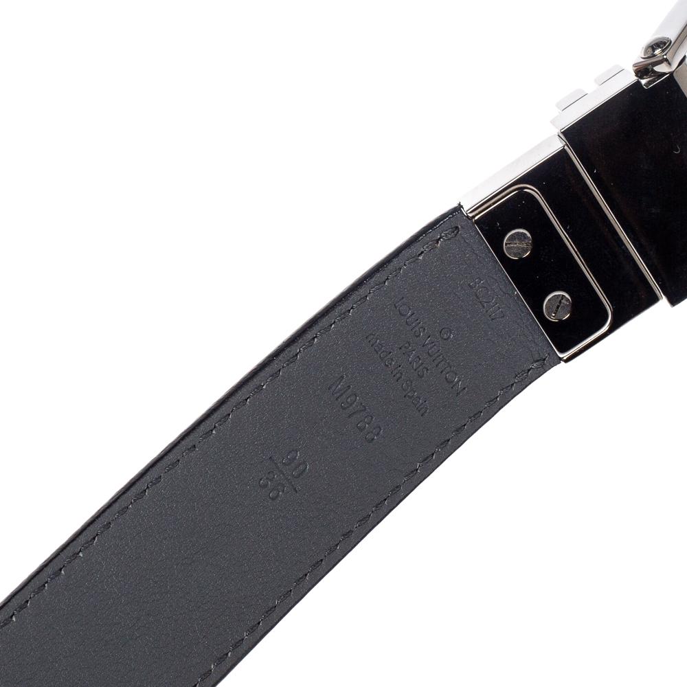 Men's Louis Vuitton Black/Grey Damier Embossed Leather Reversible Boston Belt 90CM