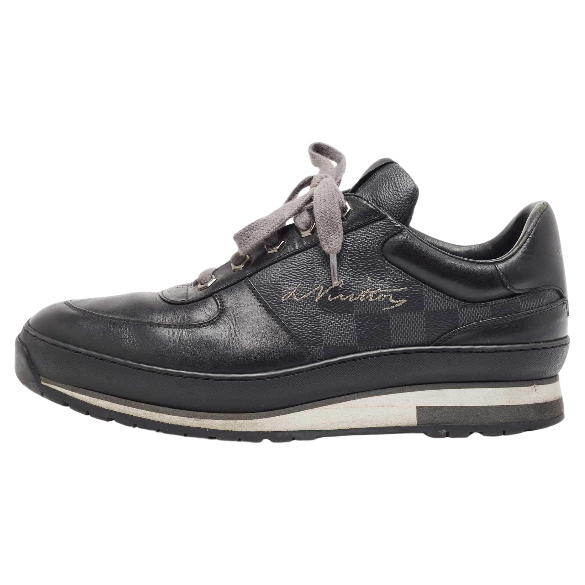 Louis Vuitton Black/Grey Damier Graphite Canvas & Leather Harlem Low-Top Sneaker For Sale