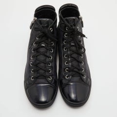 LOUIS VUITTON 10.5 Black Textured Leather High Top Velcro Trailblazer  Sneakers at 1stDibs