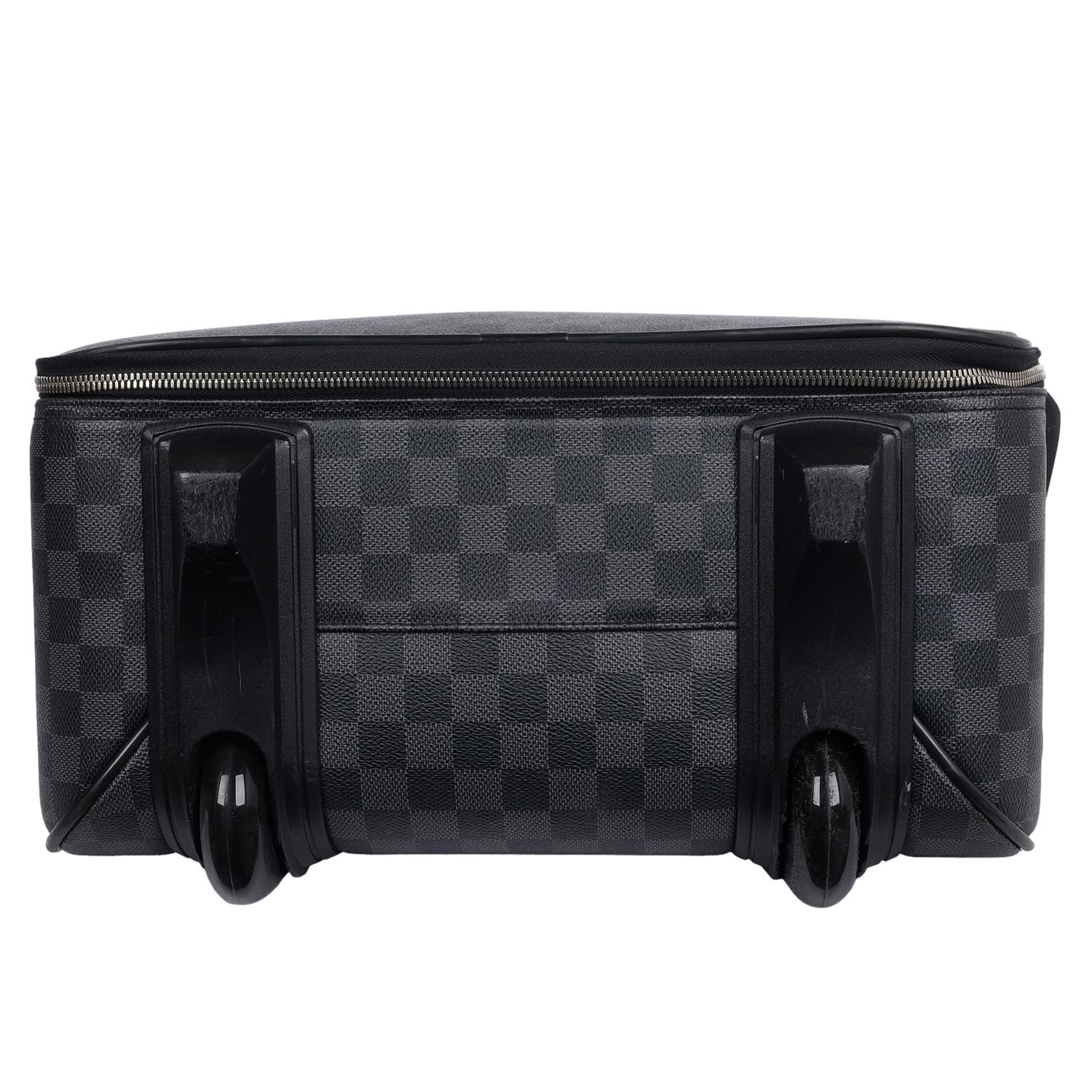 Louis Vuitton Black Grey Damier Graphite Pégase 55 Roller Suitcase For Sale 6