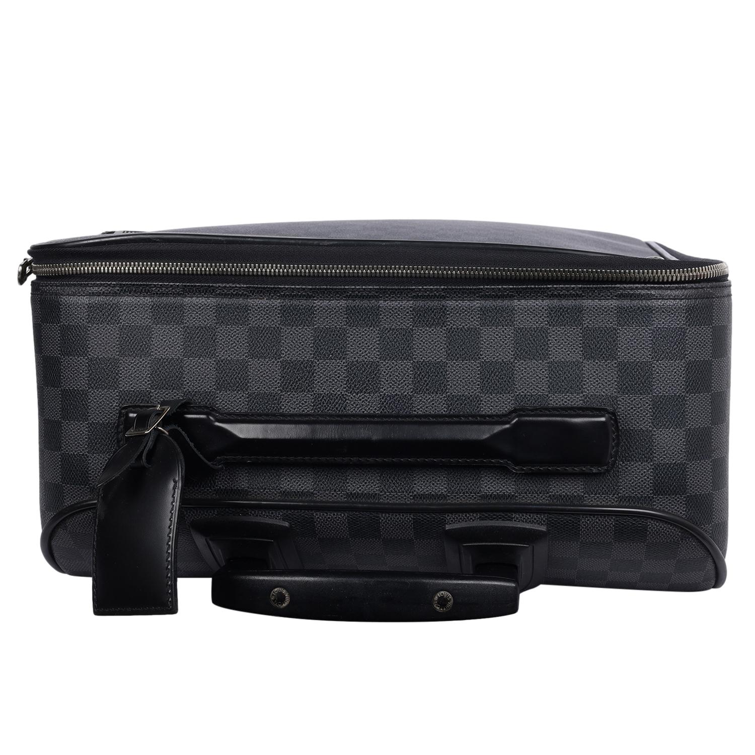 Louis Vuitton Black Grey Damier Graphite Pégase 55 Roller Suitcase For Sale 7