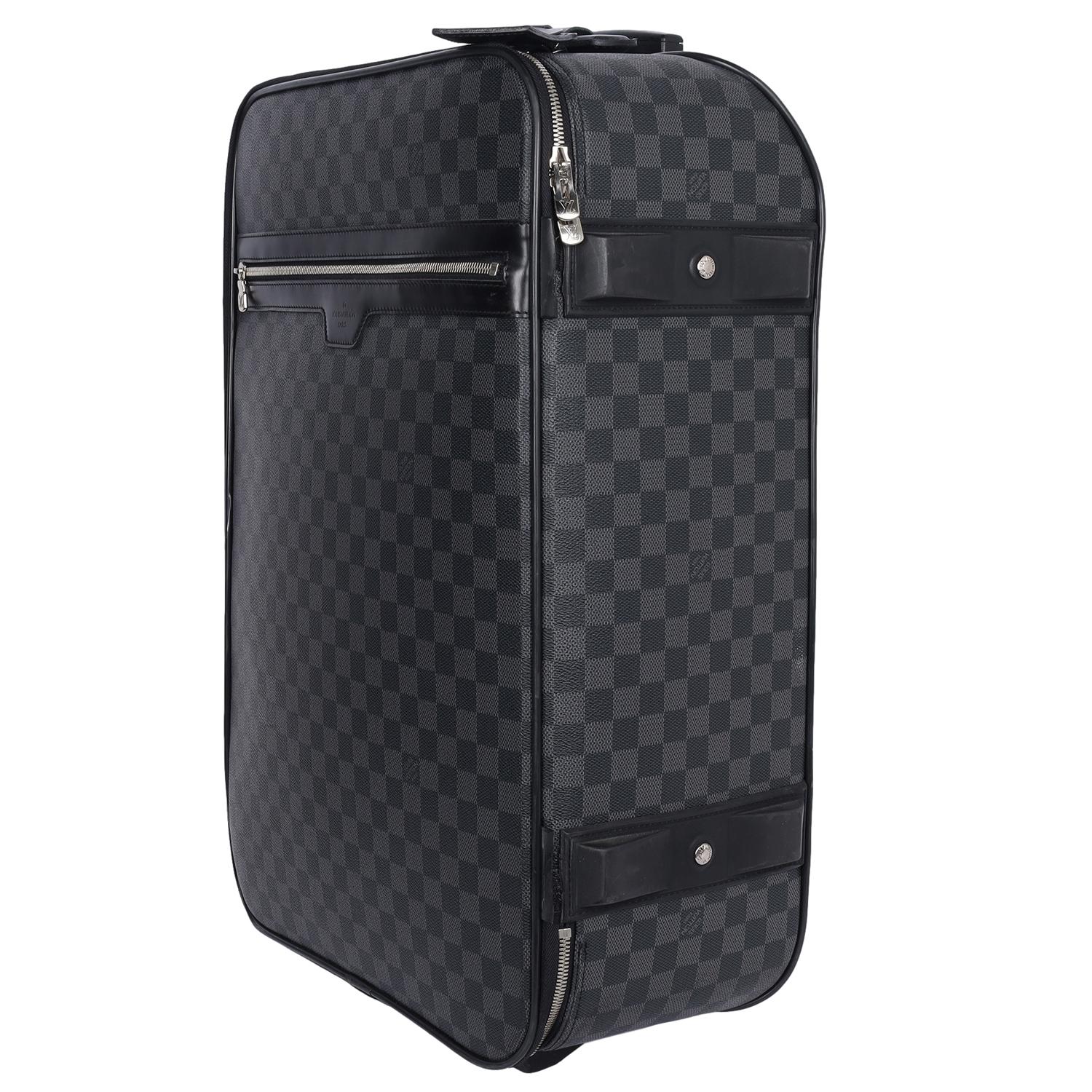 Louis Vuitton Black Grey Damier Graphite Pégase 55 Roller Suitcase For Sale 1