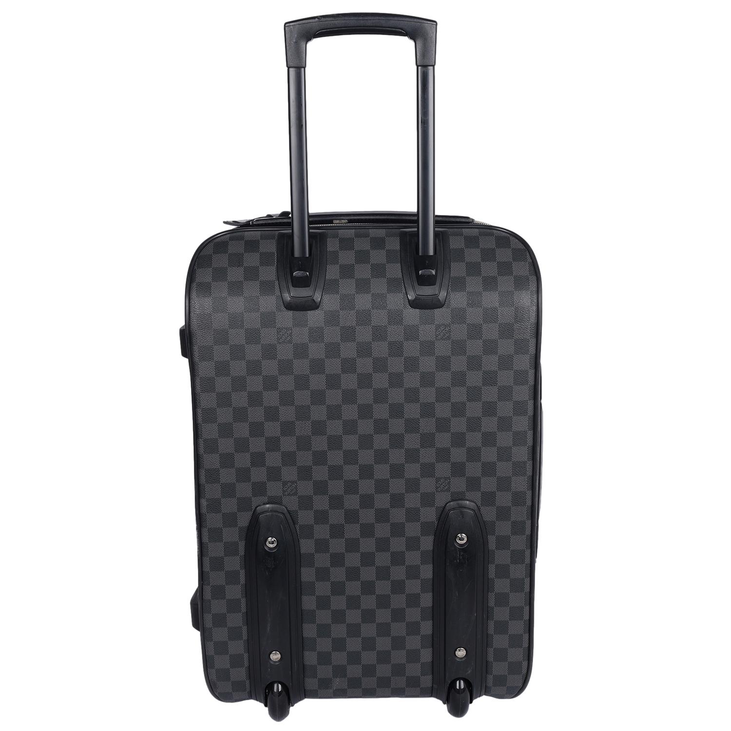 Louis Vuitton Black Grey Damier Graphite Pégase 55 Roller Suitcase For Sale 2