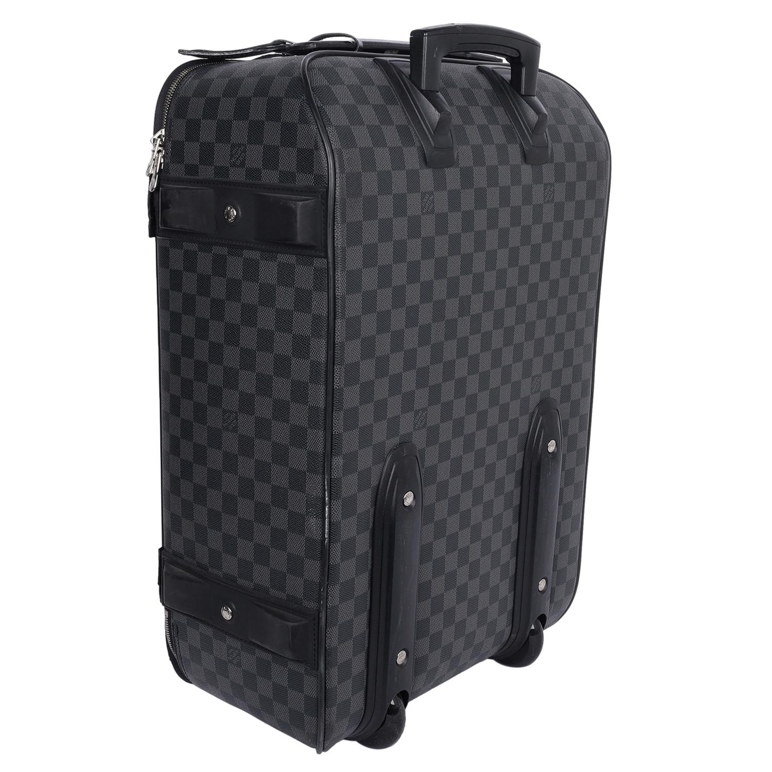 Louis Vuitton Black Grey Damier Graphite Pégase 55 Roller Suitcase For Sale 3