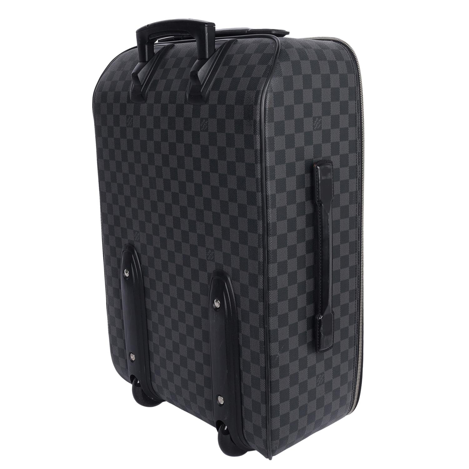 Louis Vuitton Black Grey Damier Graphite Pégase 55 Roller Suitcase For Sale 4