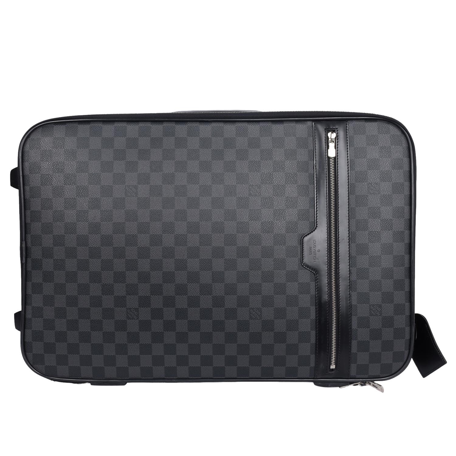 Louis Vuitton Black Grey Damier Graphite Pégase 55 Roller Suitcase For Sale 5