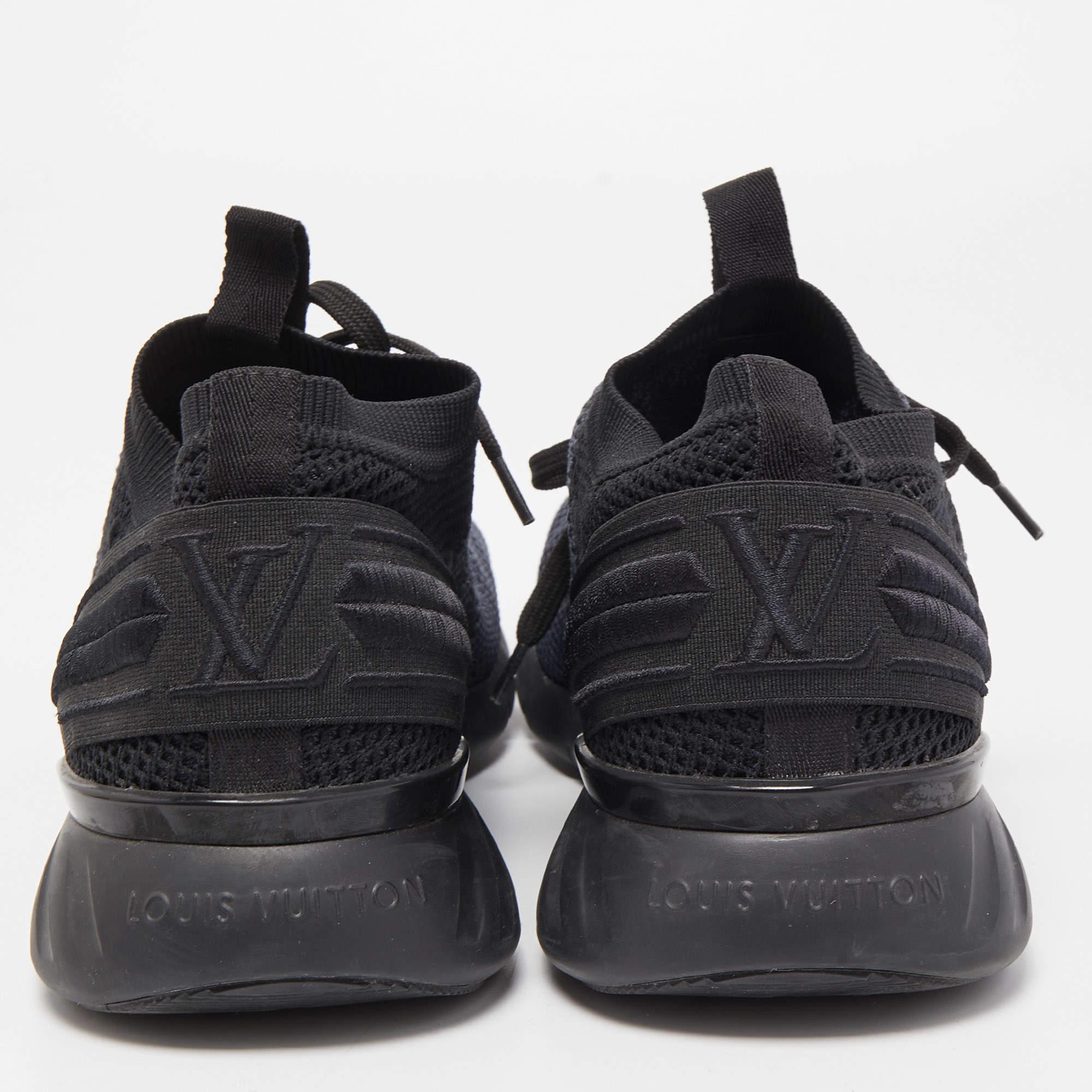 Louis Vuitton Black/Grey Damier Knit Fabric Fastlane Low Top Sneakers Size 41 In Good Condition In Dubai, Al Qouz 2