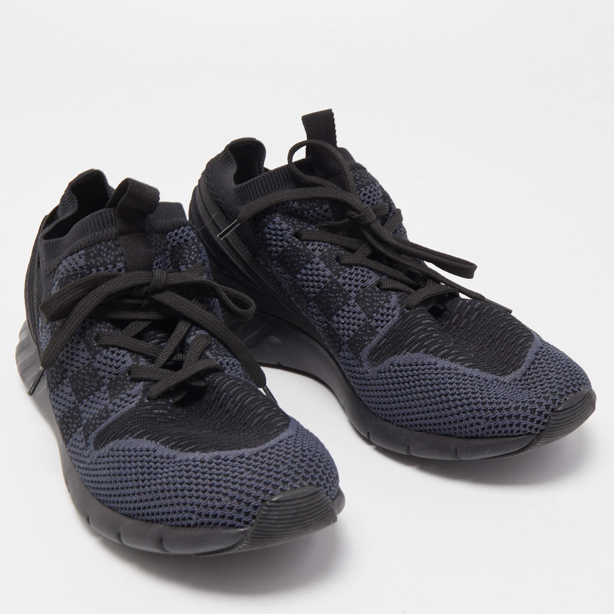 Louis Vuitton Black/Grey Damier Knit Fabric Fastlane Low Top Sneakers Size 41 1
