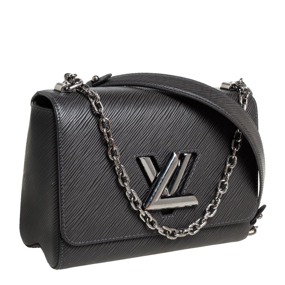 Louis Vuitton Black/Grey Epi Leather Twist MM Bag In Good Condition In Dubai, Al Qouz 2