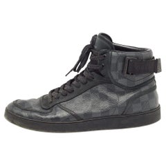 Louis Vuitton Schwarz/graue Graphit Canvas Rivoli High Top Turnschuhe Größe 44,5 aus Segeltuch