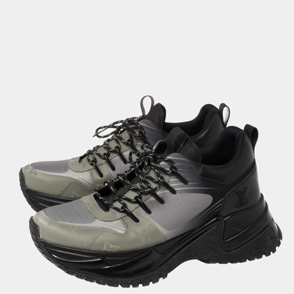 Louis Vuitton Black/Grey Leather And Mesh Run Away Pulse Low Top Sneakers Size 3 In Good Condition In Dubai, Al Qouz 2