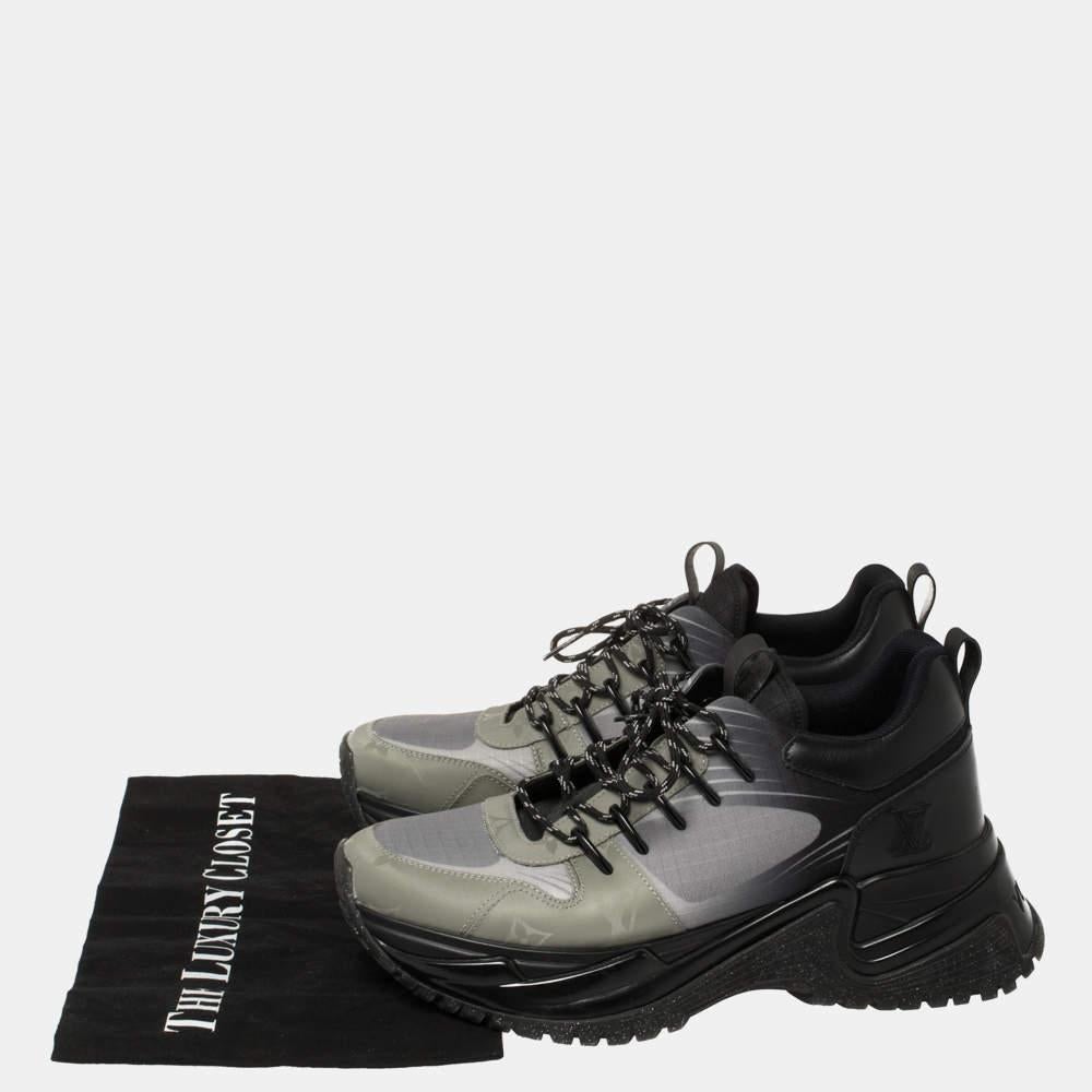 Louis Vuitton Black/Grey Leather And Mesh Run Away Pulse Low Top Sneakers Size 3 4
