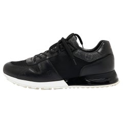 Used Louis Vuitton Black/Grey Leather and Mesh Run Away Sneakers Size 43