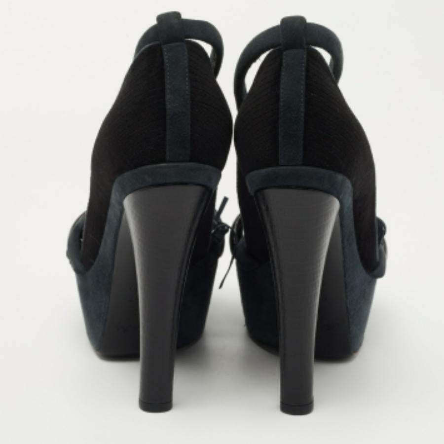 Louis Vuitton Sandales à plateforme en cuir et daim noir/gris Taille 38 en vente 2