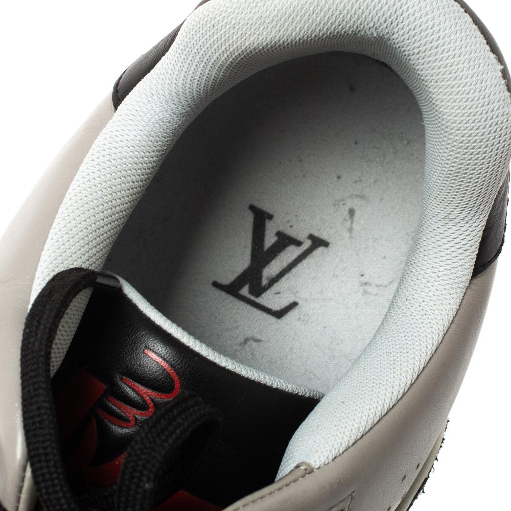 Louis Vuitton LV Trainer Turnschuhe aus schwarzem/grauem Leder Größe 44 (Grau)