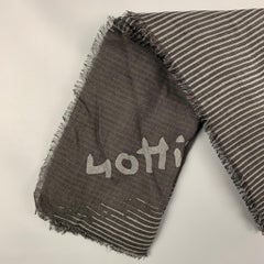 LOUIS VUITTON Black Grey Stripe Wool Silk Scarf