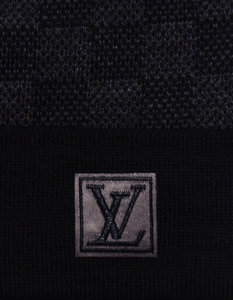 Authentic Louis Vuitton damier hat beanie wool black grey one size made in  Italy