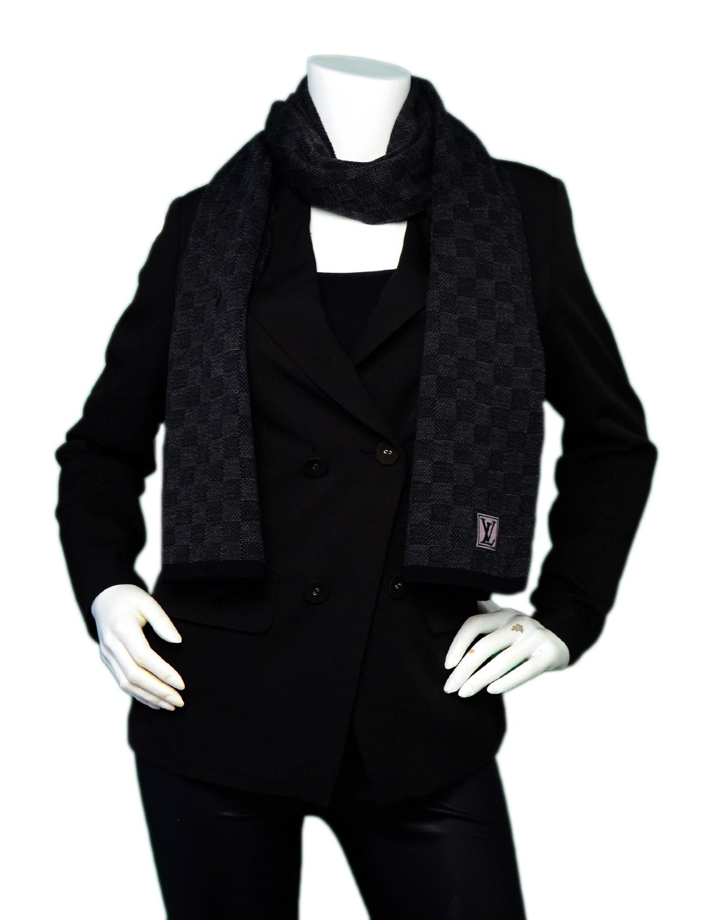 Louis Vuitton Black/Grey Wool Petit Damier Scarf

Made In: Italy
Color: Black, grey
Materials: 100% wool
Overall Condition: Excellent pre-owned condition
Estimated Retail: $410 + tax
Includes: Box
Measurements: 
73