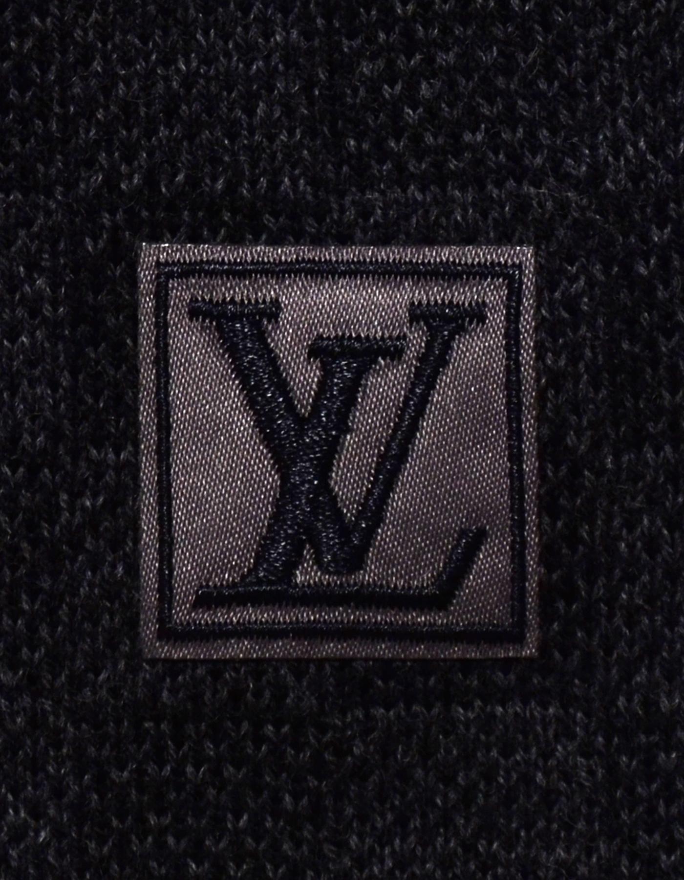 Louis Vuitton Black/Grey Wool Petit Damier Scarf In Excellent Condition In New York, NY