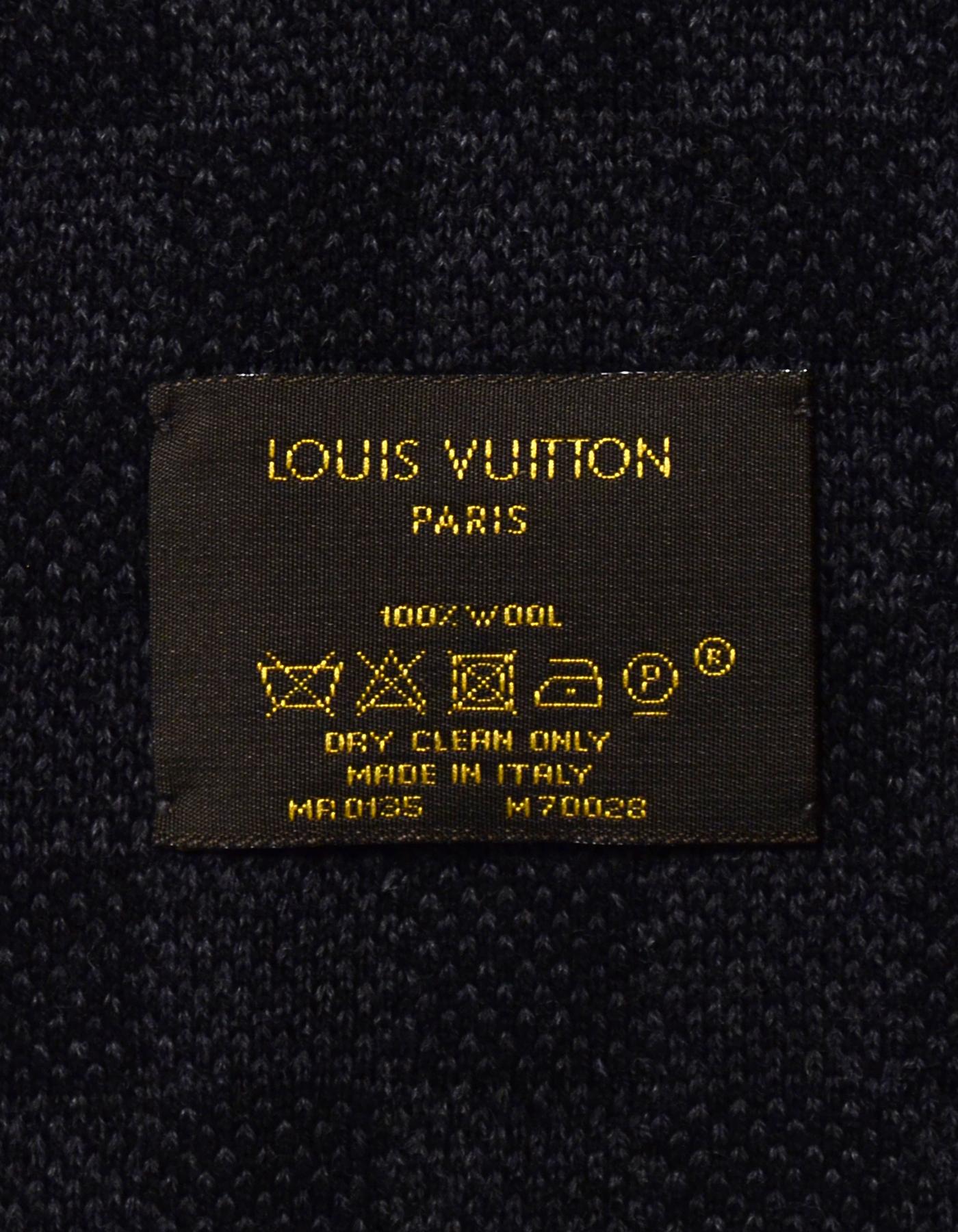 Women's or Men's Louis Vuitton Black/Grey Wool Petit Damier Scarf