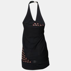 Louis Vuitton Black Heart Printed Crepe Halter Neck Top M
