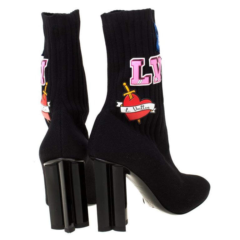 louis vuitton sock boots Louis Vuitton Black Heart Sock Ankle Boots Size 37.5 For Sale at 1stdibs