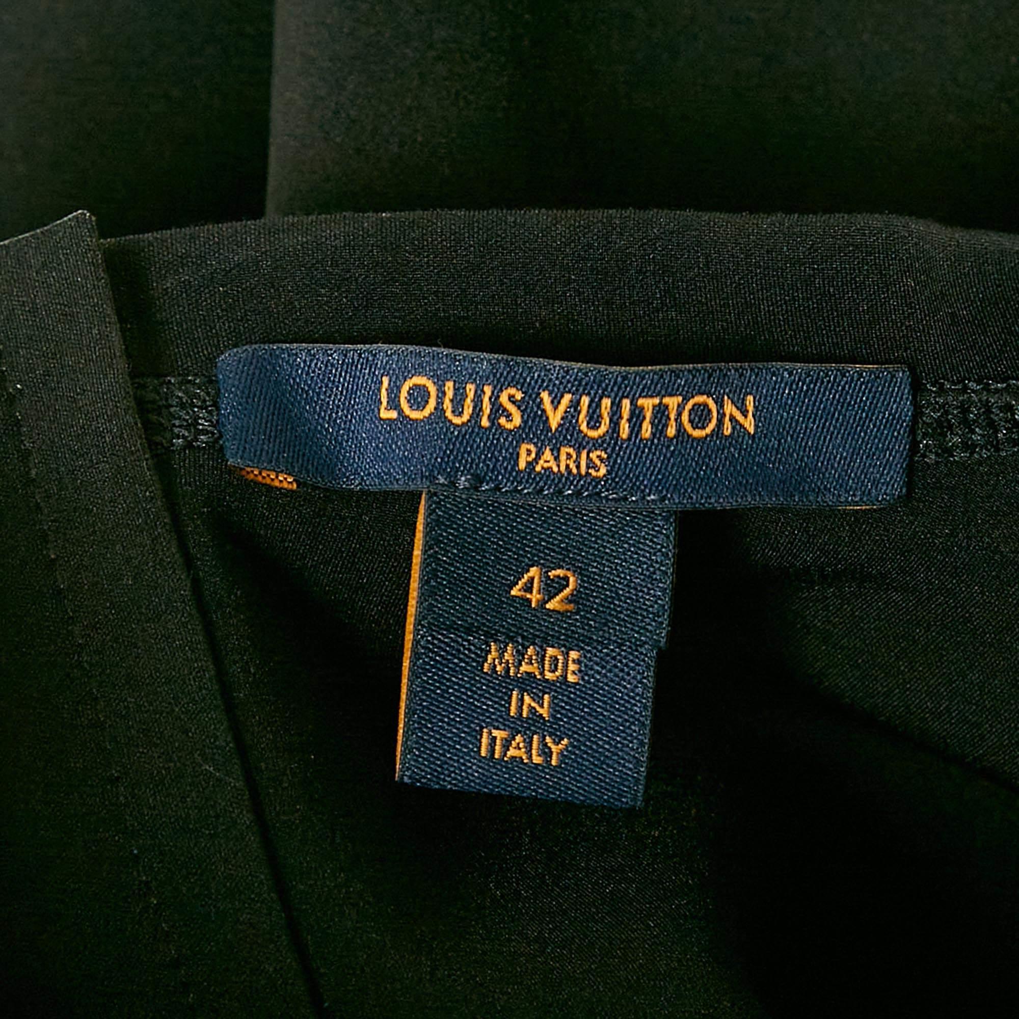 Louis Vuitton Black Jersey Cap Sleeves Crop Top L 1