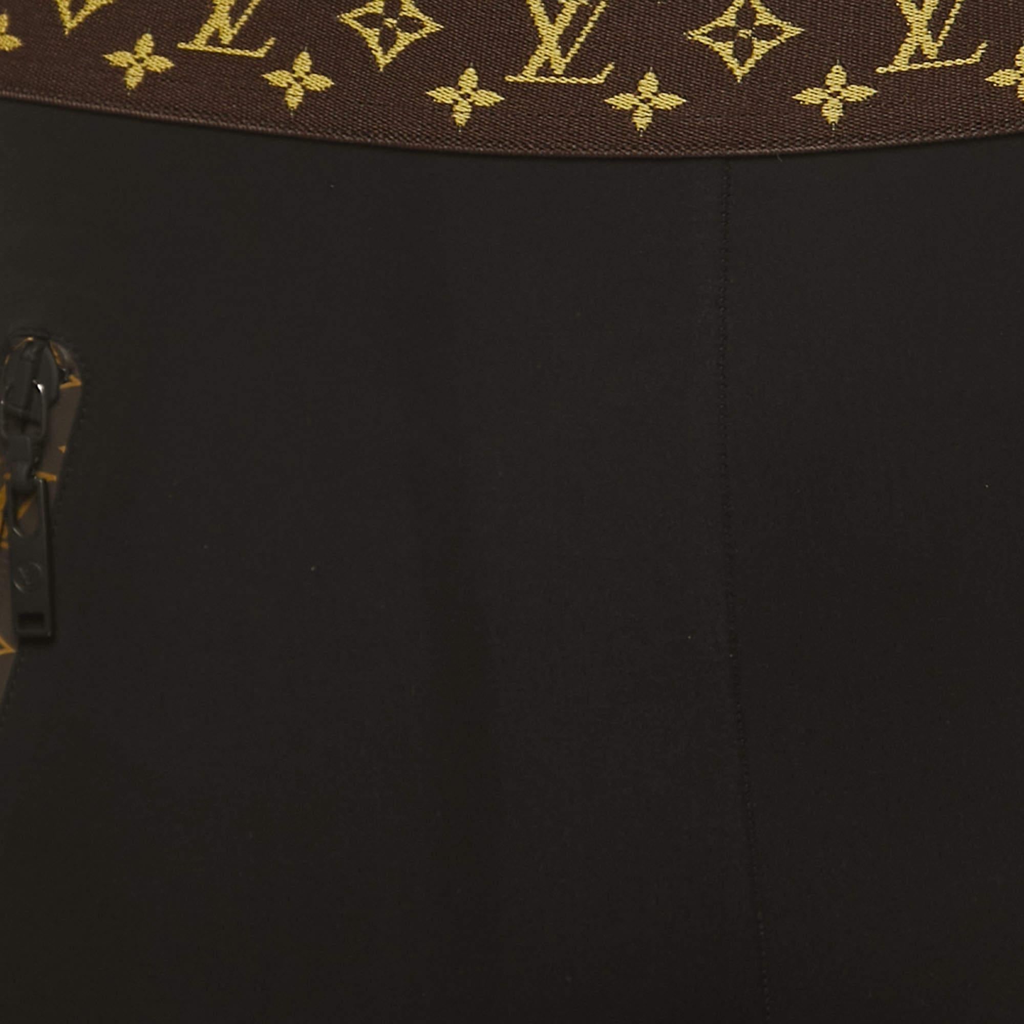 Louis Vuitton Black Jersey Monogram Detail Elasticated Waist Cycling Shorts S In Good Condition In Dubai, Al Qouz 2