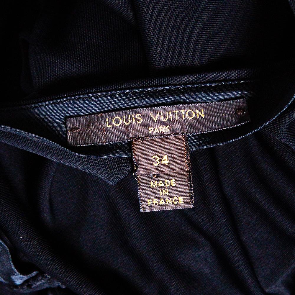 Louis Vuitton Black Jersey Ruched Detail Sleeveless Jumpsuit S In Excellent Condition In Dubai, Al Qouz 2