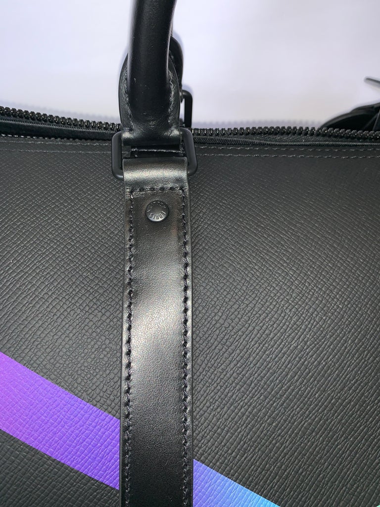 Louis Vuitton Black KEEPALL BANDOULIÈRE 50 Taiga Rainbow at 1stDibs