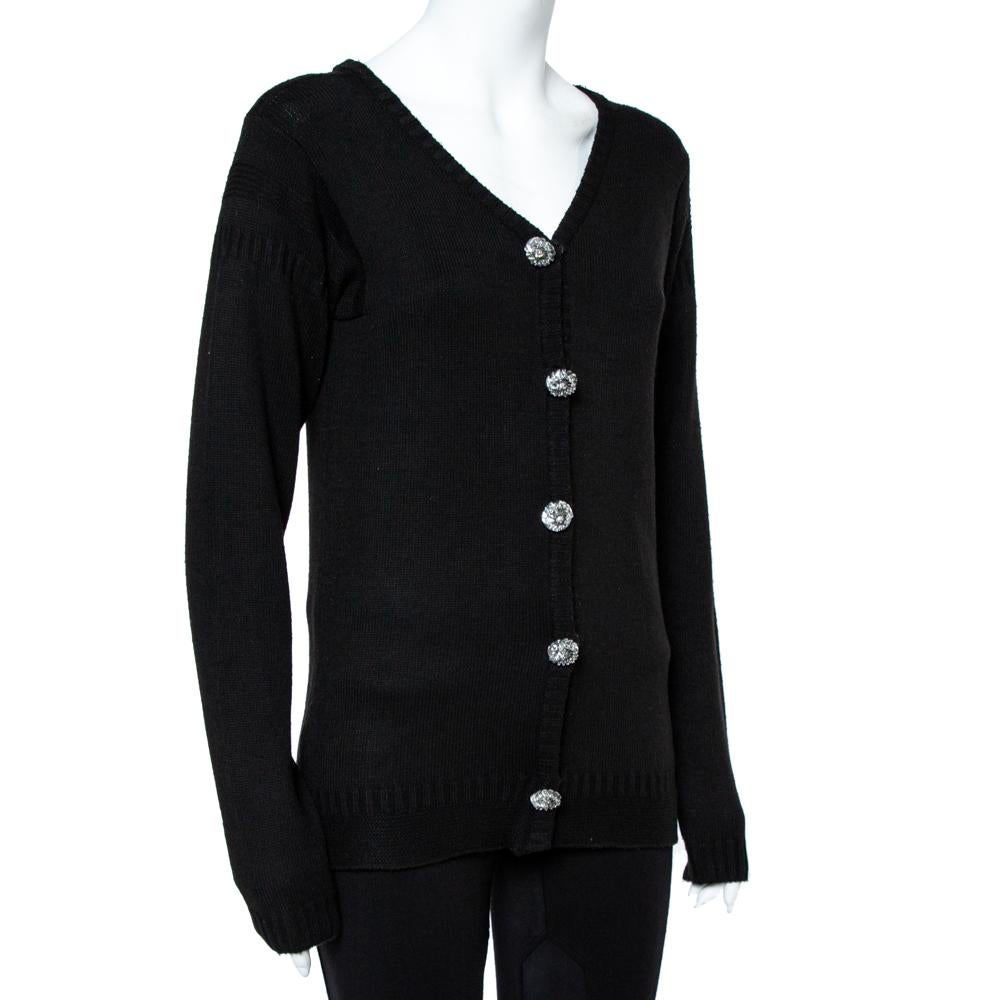 Louis Vuitton Black Knit Button Front Cardigan S In Good Condition In Dubai, Al Qouz 2
