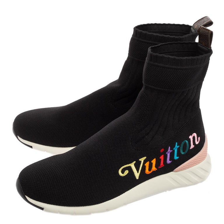 Louis Vuitton Black Knit Fabric Aftergame High-Top Sneakers Size