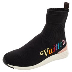 Louis Vuitton Black Knit Fabric Aftergame High-Top Sneakers Size
