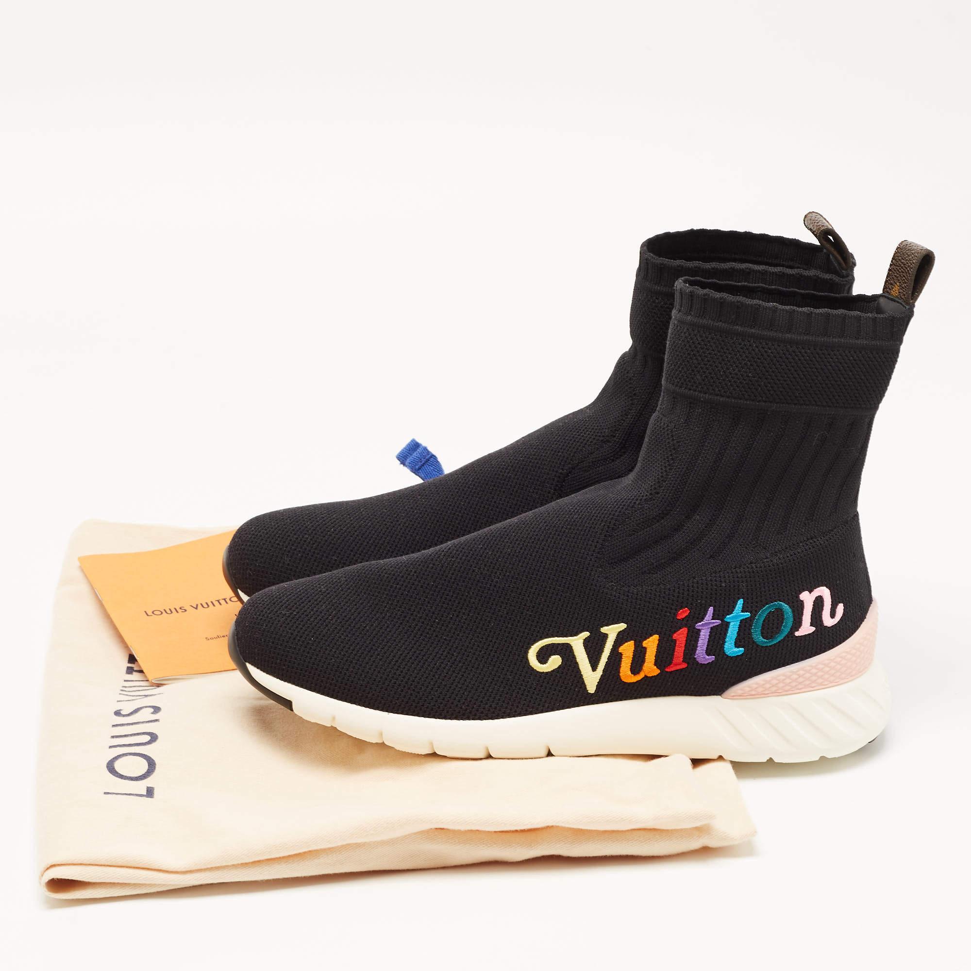 Louis Vuitton Black Knit Fabric Aftergame High Top Sneakers Size 40 6