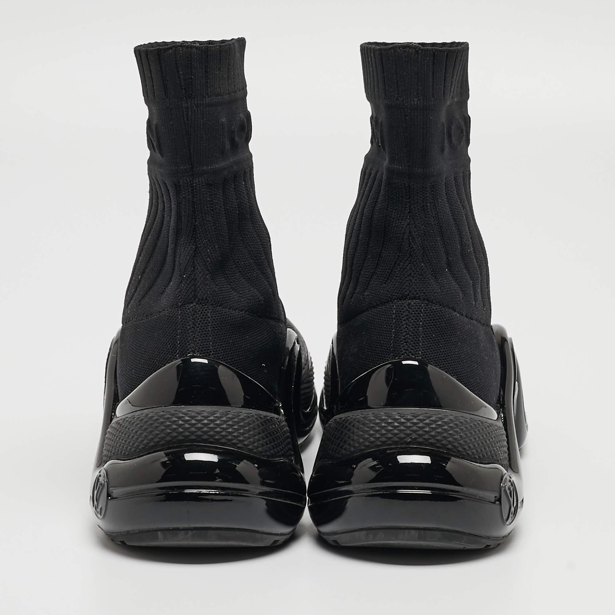 Louis Vuitton Black Knit Fabric Archlight High Top Sneakers Size 38 In Excellent Condition In Dubai, Al Qouz 2