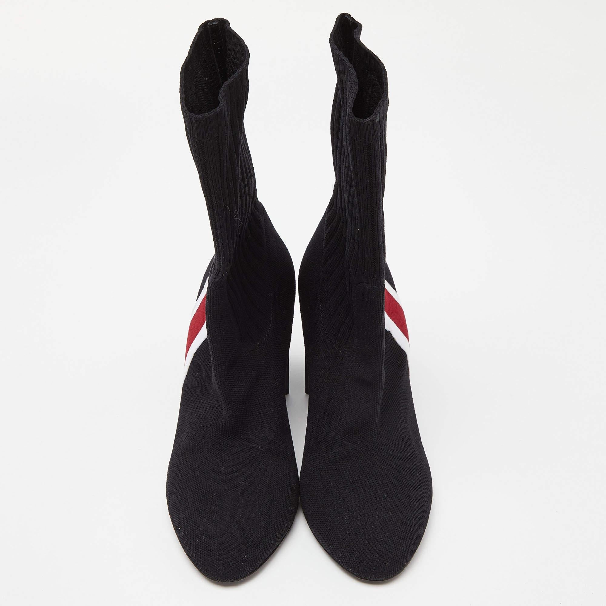 Women's Louis Vuitton Black Knit Fabric LV Sock Ankle Boots Size 39 For Sale