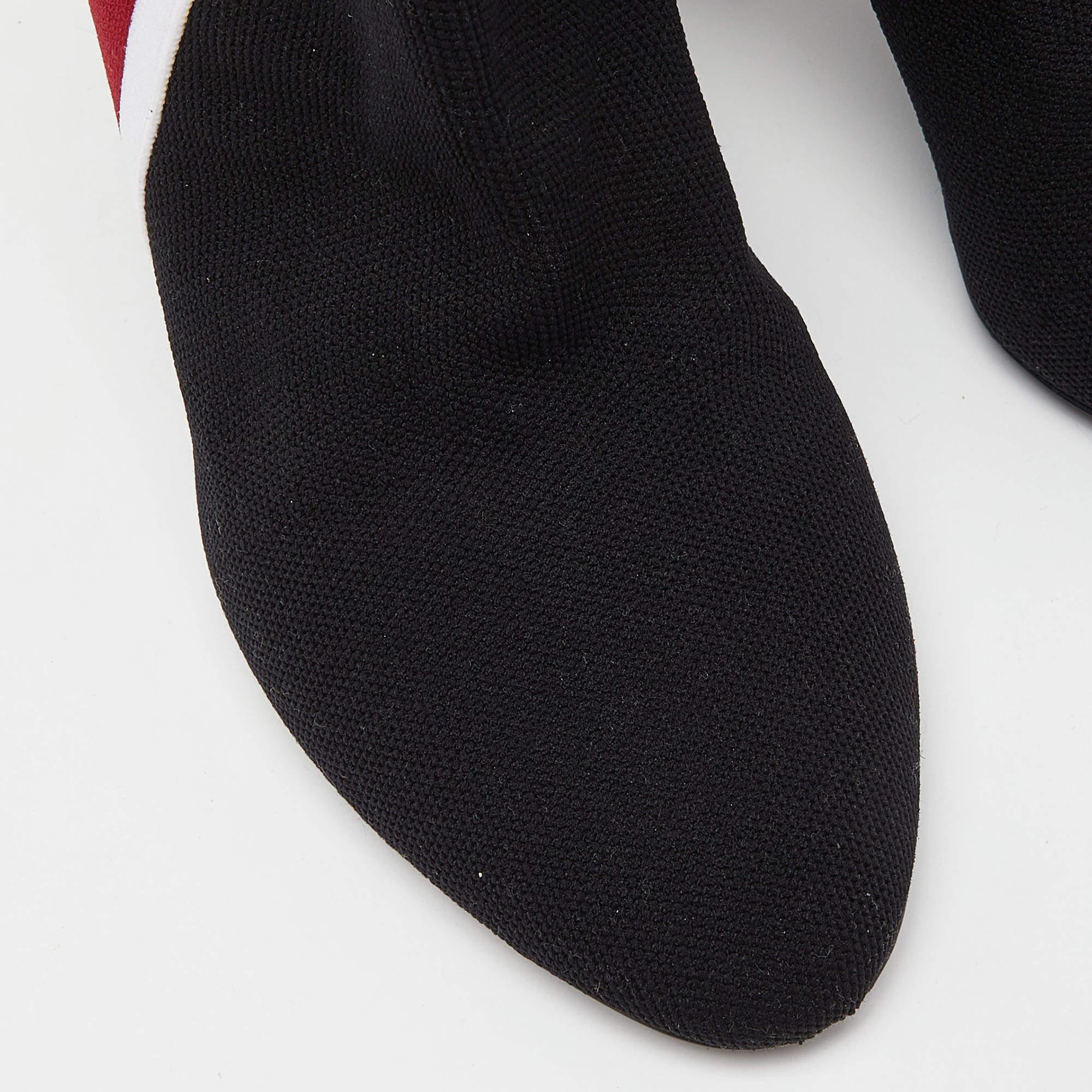 Women's Louis Vuitton Black Knit Fabric LV Sock Ankle Boots Size 39 For Sale
