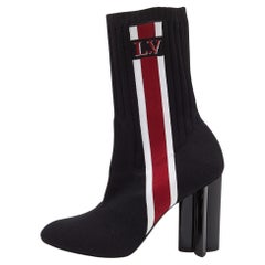 Louis Vuitton Black Knit Fabric LV Sock Ankle Boots Size 39